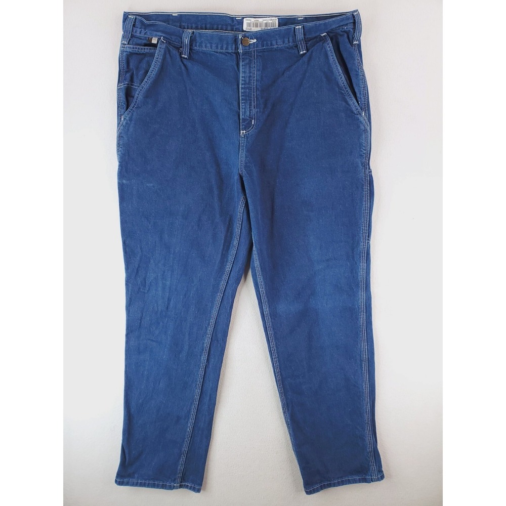 Carhartt Jeans Men 42x34 Blue FR Flame Resistant Cargo Utility Work Pant Relaxed
